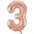 3 Number Foil Balloon - Rose Gold Color - 17 Inch Size