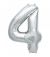 4 Number Foil Balloon - Silver Color - 17 Inch Size
