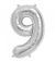 9 Number Foil Balloon - Silver Color - 17 Inch Size