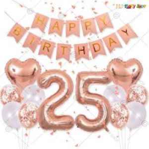 011K - Happy Birthday Decoration Combo - RoseGold & White - Set Of 31