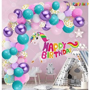 01U -Unicorn Theme Birthday Decoration Combo - Set of 74