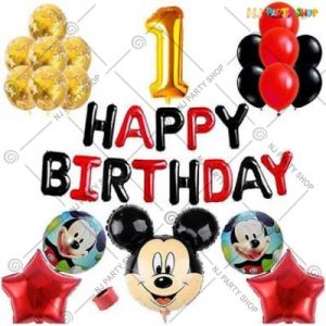 03A - Mickey Mouse Theme Birthday Decoration Combo - Set Of 55