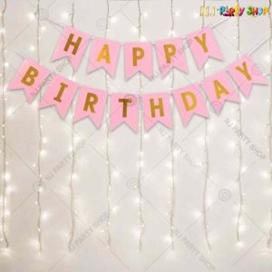 03M - Pink With Lights Birthday Decoration Combo - Set of 14