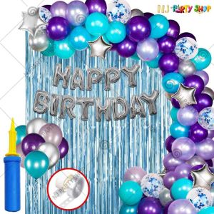 04Y -Blue & Silver Birthday Decoration Combo- Set of 57