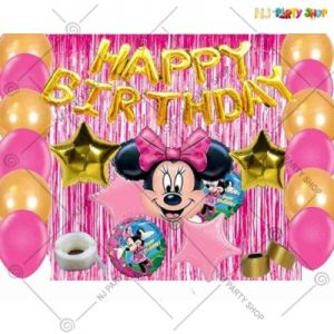 05A - Minnie Mouse Theme Happy Birthday Decoration Combo - Set Of 45