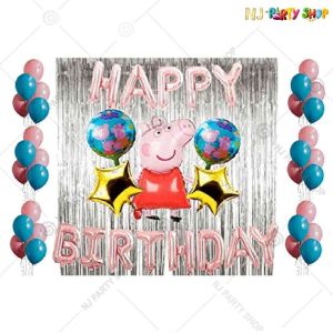 05U -Peppa Pig Theme Birthday Decoration Combo- Set of 50