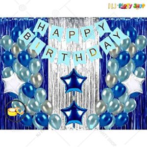 06Y -Blue & Silver Birthday Decoration Combo- Set of 51