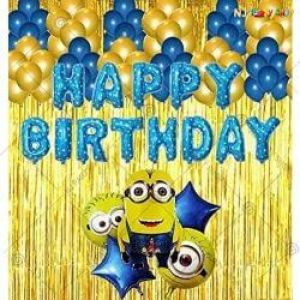 09I - Minion Theme  Happy Birthday Decoration Combo - Set Of 50