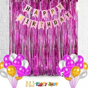 010C Model - Birthday Decoration Combo -Pink & Golden - Set of 27 Pcs