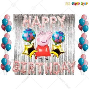 011U -Peppa Pig Theme Birthday Decoration Combo - Set of 50