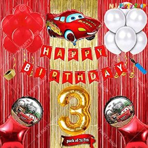 013U -Car Theme Birthday Decoration Combo - Set of 44