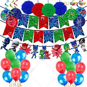 015T -PJ Mask Theme Birthday Decoration Combo - Set of 63