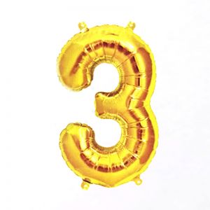 40 Inches Number 3 Golden Foil Balloon