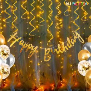 02P - Birthday Party Decoration Combo - Gold & Silver - Set of 40