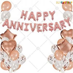 4A - Happy Anniversary Decoration Combo - Rose Gold - Set Of 50