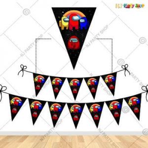 Among Us Theme Happy Birthday Flag Banner