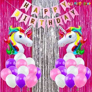 09T - Unicorn Theme Birthday Decoration Combo - Set of 48