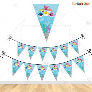 Baby Shark Theme Flag Banner Decoration