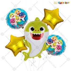 Baby Shark Theme Foil Balloon Set Of 5