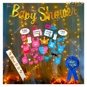 016M - Baby Shower Decoration Combo Kit With Photo Booth Props - Set of 43