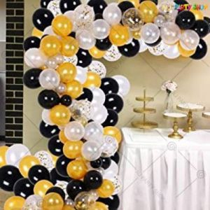 Balloon Arch Decoration Garland Kit - Black & Golden - Set Of 87