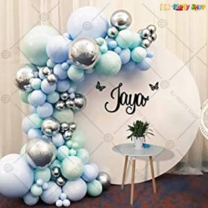 Balloon Arch Decoration Garland Kit - Blue & Silver - Set Of 62