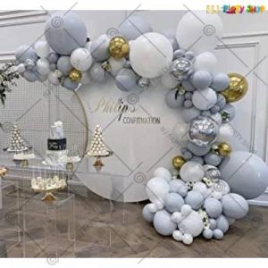 Balloon Arch Decoration Garland Kit - Sliver  & White - Set Of 62