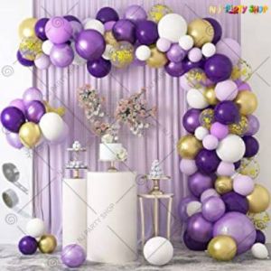 Balloon Arch Decoration Garland Kit -Purple & White - Set Of 97
