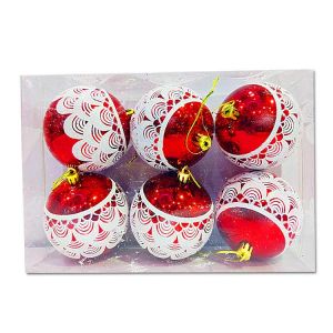 Big Red Balls With Design - Christmas Tree Decoration Ornaments - Model Y5