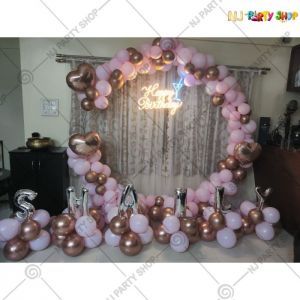 Birthday Decorations - Black, Silver & Golden - LED Neon Happy