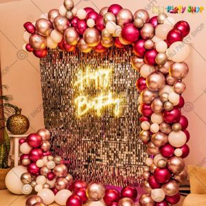 Birthday Decorations - Rose Gold & Dark Pink - LED Neon Happy Birthday - Model 1005A