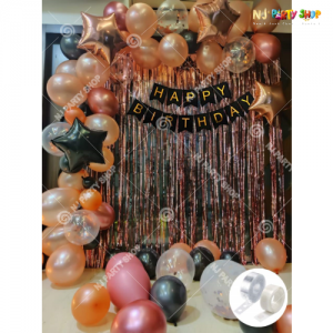 010M - Black & Rose Gold Birthday Decoration Combo Kit - Set of 55