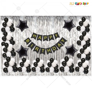 09M - Black & Silver Birthday Decoration Combo Kit - Set of 49