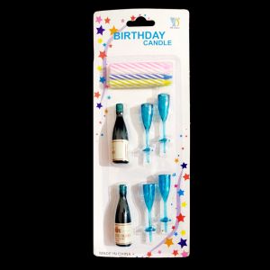 Champagne Shape With Glass Birthday Cake Candles
