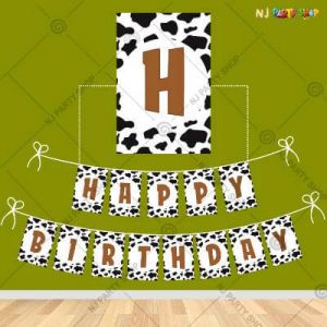 Cow Animal Theme Happy Birthday Banner