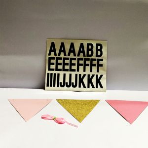 Customised Pink and Gold Banner With Alphabets Stickers - 15 Leaflets 