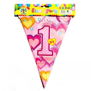 1st Birthday Girl Flag Banner Decoration