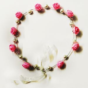 Flower and Pearl Tiara - Pink