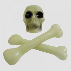 Glow In The Dark Skull Head & Bone - Halloween Decoration