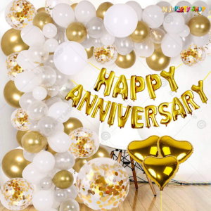 03L - Golden Happy Anniversary Decoration Combo Kit - Set of 59