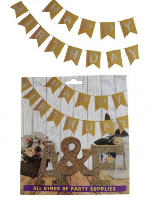 Happy Birthday Banner - Golden & Silver - Model 100X