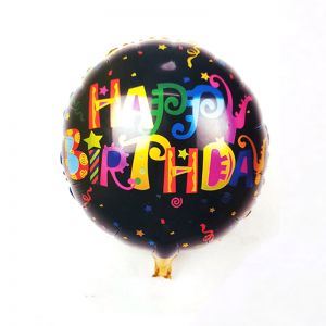 Happy Birthday Black Round Shape Foil Balloon