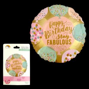 Happy Birthday Round Foil Balloon - Stay Fabulous
