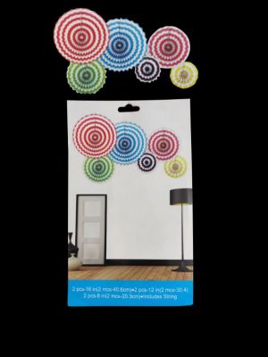 Paper Decoration Fans - Multi Colour - Set of 6 ( Model 400X)