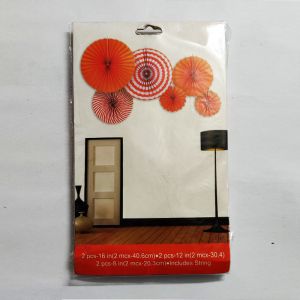 Decoration Paper Fans - Orange - Set of 6