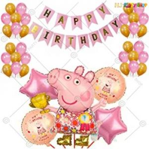 Peppa Pig Theme Birthday Decoration Combo - Set of 48