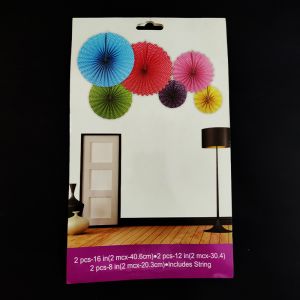 Decoration Paper Fans - Multicolour - Set of 6