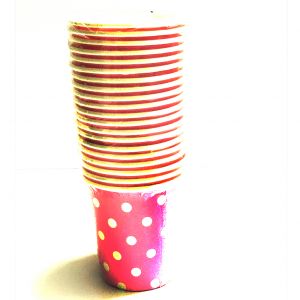 Pink Polka Dot Paper Cups - Set of 20