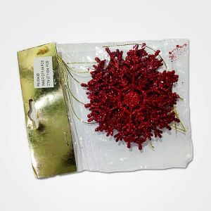 Red Glitter Snow Flakes Christmas Tree Decoration Ornaments