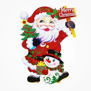Santa with Xmas Tree Decoration - Banner/Stickers Small